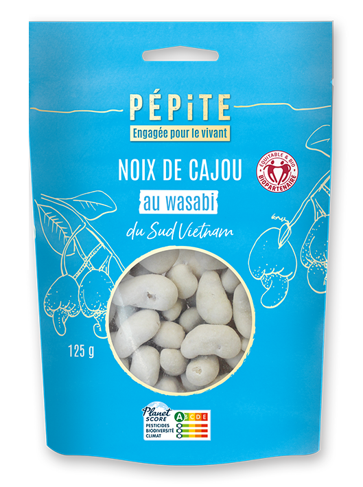 Pépite -- Noix de cajou du vietnam - wasabi bio - 125 g